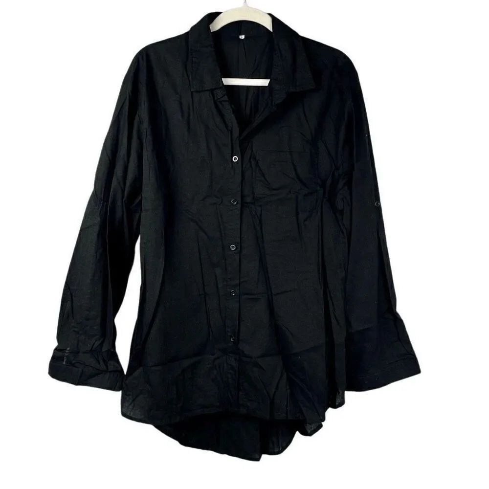 Women’s Black Long Sleeve Button Up Blouse XXL